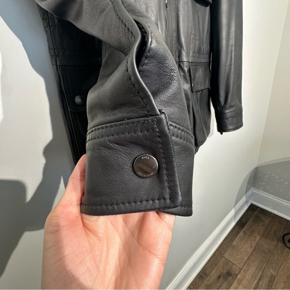 BOSS Hugo Boss 100% Goat Skin Leather Biker Jacket Men Size 40R NWOT - Picture 4 of 16